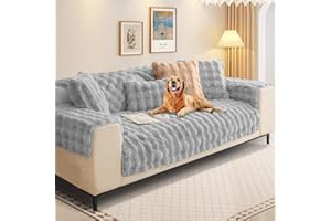 SHANNA Gruba poszewka ze sztucznego króliczego futerka, puszysta, miękka, dekoracyjna, kwadratowa, pluszowa poszewka na poduszkę, do salonu, sypialni (poszewka na poduszkę, jasnoszara, 30 x 50 cm)