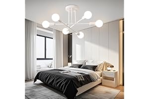 YHTlaeh Lampadario Soffitto Industrial Forma DIY Plafoniera E27 Moderno Lampada da Soffitto in Ferro Vintage per Camera da letto Soggiorno Cucina Corridoio (6T, Bianco)