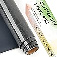 Lya Vinyl Glitter Black Heat Transfer Vinyl, 12" x 5ft Glitter HTV Vinyl for Cricut,Silhouette Cameo, Glitter Iron on Vinyl for Cloth, Hat, Fabric