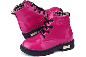 dinimigi Kinder Boots Mädchen Stiefel Rutschfeste Winter Boots Baby Schneestiefel Warm Gefüttert Reißverschluss Komfortabel Halbstiefel Schnürstiefel Mode Lederstiefel EU21-37