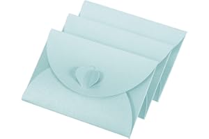 YOKIVE 24 Paquete Mini Sobres, en Forma Corazón con Cierre | Regalo Pequeño Portatarjetas, Ideal para Bodas Fiestas Boutiques (Azul Claro)