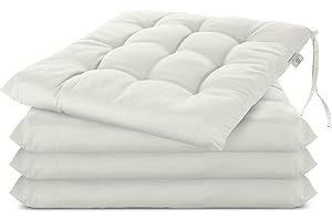 Brandsseller Lot de 4 Coussin de Chaise 40x40 cm Coussin d'assise Rembourrage de Chaise avec Fixations Décoration pour l'intérieur et l'extérieur piqué - Blanc
