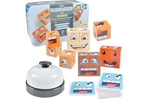 UieaMsio Montessori Interactivo Emoji Bloque, Juegos Montessori Interactivo Emoji, Cubos de Construcción Puzzler, Puzzle Cubo de Madera con Bloques Cubos de Madera para Niños de 3 Años y Más