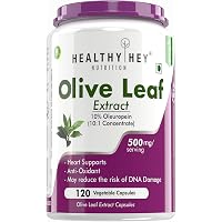 HealthyHey Nutrition Olive Leaf Extract | Super Strength: 10% Oleuropein - 500mg - 120 Vegetarian Capsules