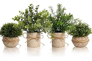 ‎YVONNEYI YVONNEYI 4 Stück Kunstpflanze für Deko Wohnzimmer, Künstliche Pflanzen wie echt Eukalyptus, Fake Plant für Home Schlafzimmer Badezimmer Küchen Büro Zimmer Fensterbank Zuhause Innen Deko (005, 4 Stück)