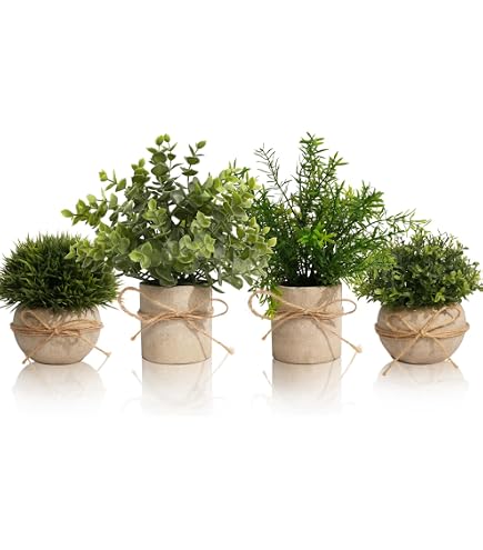Weldomcor Fiori Artificiali Eucalipto Pianta Sintetica in Vaso, Piante Finte da