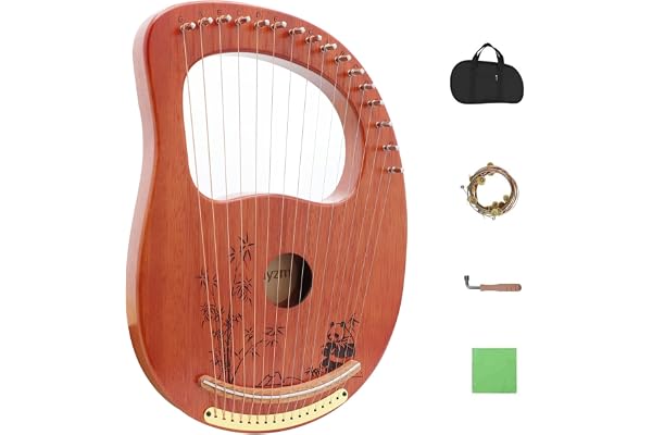 Rayzm Lyre Harp, Instrument de Lyre en acajou en bois massif avec conception brevetée, Harpe Portable 16 cordes en métal Lye pour adultes/enfants/débutants