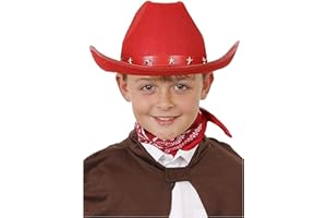 I LOVE FANCY DRESS Sombrero DE Vaquero Rojo para NIÑOS - Sombreros DE Vaquero Unisex con Tachuelas DE Estrella