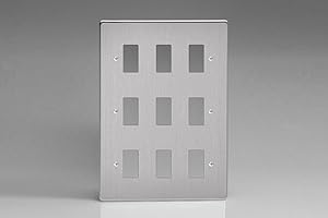 XDSPG9 Varilight 9 Gang Brushed Steel Power Grid Faceplate
