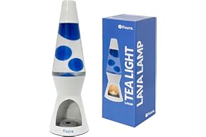 Fisura – Lámpara de lava sin electricidad. Lámpara de lava azul y blanca. Lámpara eco-friendly. 29 cm x 8,5 cm. (Vela no incluida)