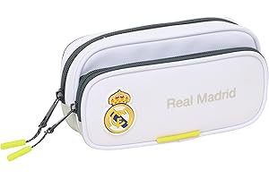 safta Real Madrid Attrezzature 25/26 - Astuccio con tasca, astuccio per bambini, ideale per bambini in età scolastica, comodo e versatile, qualità e resistenza, 21 x 6 x 10,5 cm, bianco, M, Casual