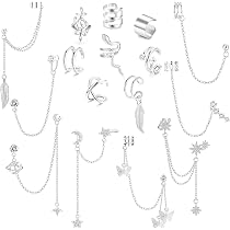 Orecchini - Orecchini per cartilagine - Doppio polsino taglio diamante - Piercing all'orecchio finto - Polsino per orecchino in argento - Polsino per cartilagine - Orecchino non forato - Clip - Italia