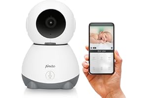 Alecto Babyphone WiFi avec caméra - Visiophone Bebe avec caméra et WLAN - SMARTBABY10 Moniteur Vidéo pour Bébé avec Vision Nocturne - Babyphone avec Interphone et Contrôlable par Application - Blanc