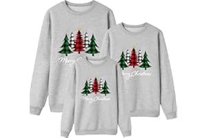 Nuqqichongtian Pull Noël Famille Sweat Femme Homme Enfants Longue Manches Tops Christmas Sweater Pulls de Noël Familles Col Rond Christmas Sweatshirt Femme Noel Parent-Enfant