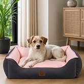 Jungolica Lucy K&ouml;pek Yatağı 40 &times; 55 &times; 18 cm Gri Pembe - Y&uuml;ksek Kaliteli Pet Minderi, Yumuşak ve Dayanıklı Kumaş, 30&deg;C Yıkanab