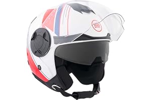 BHR Casco Jet Doppia Visiera 830 FLASH, Casco Scooter Omologato ECE 22.06, Casco Moto Jet Leggero & Confortevole con Visiera Interna Parasole, Cool White, M