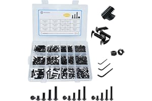 WZHUIDA 480 Stück M3 M4 M5 Schrauben und Muttern Sortiment Set, schwarz Gewindemaschinen Sechskantschrauben, Halbrundkopf Innensechskant Schraube Kit aus Kohlenstoffstahl, schwarz verzinkt