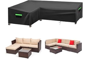 Neuradical 420D Gartenmöbel Abdeckung L-förmiger Gartensofabezug,Wasserdicht Rattanmöbelset Abdeckplane für Ecksofa 286x222x87x80/66cm