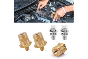 UMILKI Par de adaptadores de batería M8, 2 terminales de batería para coche,adaptadores de batería de latón con Tornillos y Arandelas de Acero Inoxidable para Coches Camiones y Yates