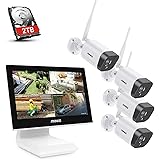 ANNKE 3MP WLAN Überwachungskamera Set mit 10.1 Zoll Monitor, 4CH 5MP NVR und 4x1296P IP Kameras Außen mit 2TB Festplatte unte