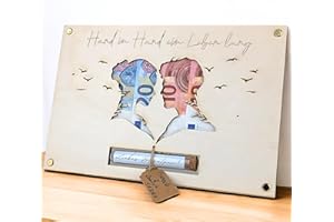 ‎G U T H E LIFESTYLE Geldgeschenk Hochzeit Brautpaar aus Holz | Einzigartiges Hochzeitsgeschenk für Brautpaar | Paargeschenk | Hochzeits-Geldgeschenk | Flitterwochen-Geschenk | Personalisierbar im Reagenzglas
