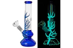 RORA Il bong di vetro alto 10 pollici di fluorescenza freddo ricicla i rametti dell'olio che fumano illuminano la tubatura dell'acqua di Bong (Blu)