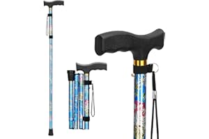 supregear Canne de Marche Pliable - Bâton de Marche Réglable en Hauteur, Canne de Voyage Légère et Flexible, Aide à la Mobilité Pliable pour Équilibre, pour Hommes et Femmes