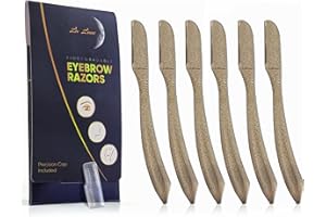 LA LUNE Dermaplaning Blades For Face, 6 Eyebrow Razors Biodegradable, Facial Hair Remover and Trimmer with Precision Cap, Exfoliating Dermaplaning Tool for All Skin Type