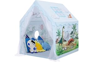 DECALSWEET Tente de Jeu Enfants, Cabane Enfant Interieure avec Fenêtres et Sac de Transport, Tente Enfant Interieur et Extérieur, Cadeau d'anniversaire pour Filles Garçons 120×100×130 cm, Volcan Dinosaure