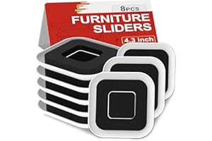 NIUXX Furniture Sliders for Carpet, 8 Pack 11 cm Appliance Sliders with Grooves Design, Square Heavy-Duty Furniture Gliders Moving Pads for Bed Sofa Tables Cabinet, Protect Carpet and Easy Glide