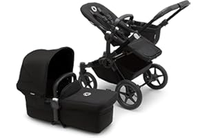 Bugaboo Donkey 5 Mono, Convertible En Carrito Doble De Lado a Lado, Diseño Mejorado, Silla Reversible, Dirección a Una Mano y Cesta Lateral, Midnight Black