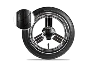 Bergsteiger Ersatzreifen für Kinderwagen Capri, Schwenkrad 9 Zoll, Komplettrad hinten 12 Zoll, chrome, schwarz