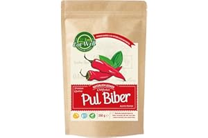 ‎EAT WELL PREMIUM FOODS Eat Well Aleppo Pepper Gewürz - 250 g | Türkische Chili Flocken | Zerstoßene nahöstliche Chili| Pul Biber Gewürz | Halaby Maras Mittel Scharf |Natürliche Gewürze im Wiederverschließbarem Aromabeutel