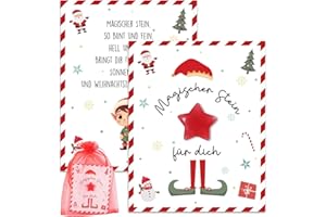 BOFUNX Kinder Weihnachtself Stein Geschenk, Weihnachtself Stein + Karte + Organzasäckchen, Kinder Weihnachtself Weihnachten Neujahr Geschenk Glücksbringer
