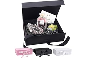 Seasboes Boite Cadeau magnétique, Boîte Cadeau Avec Couvercle, Boîte de présentation rectangulaire pour la présent, Pliable Boite Papier avec Ruban pour un Emballage Cadeau Boite (21 x 17 x 7 cm)