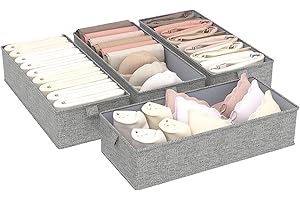 ENUMAIL Drawer Organizer for Clothes, Underwear Organizer Dividers, 4 Set Foldable Closet Dividers, Storage Box with Support Boards, for Socks,Ties, Scarf,51x22x11cm, Grey