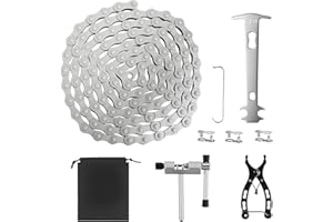 BQMEZRNUS Bike Chain 6/7/8 Speed Chain 116 Links 1/2x3/32" Mountain/Road Cycling Maintenance Tools Bicycle Chain with Chain Breaker Link Plier,Cutter&Inspection Gauge Multifunctional Bicycle Repair Accessories