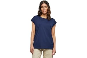 URBAN CLASSICS t-shirt da Donna con Manica Arrotolata, Maglietta a Maniche Corte da Donna in Cotone, Tee Shirt con Scollo Rotondo e Spalle Arrotondate