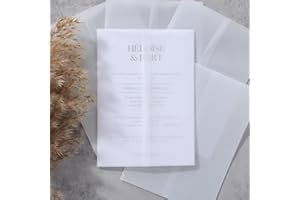 UNIQOOO 70 Pack Vellum Jackets for 5x7 Invitations, Elegant Pre-Folded Vellum Paper, 115GSM Frosted Vellum Cover Wedding Envelopes, Vellum Wraps