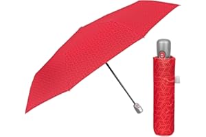 Parasolka Damska Funkcja Automatyczny System Otwierania i Zamykania - Parasol Kieszonkowy Wiatroodporny Podróżny - Mały Parasol z Włókna Szklanego - Średnica 98 cm - Perletti (Geometryczny Czerwony)