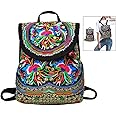 Jzhen Vintage Ethnic Style Backpack Embroidery Shoulder Bags