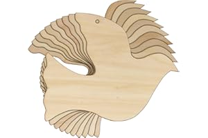 INFINITE CRAFTS DESIGN RESOURCES 10 forme semplici in legno a forma di colomba volante, 3 mm, in compensato Peace an Love Bird (15 x 18,8 cm, foro superiore centrale)