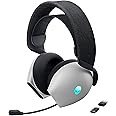 Alienware AW720H Dual-Mode Wireless Gaming Headset - Dolby Atmos Spatial Sound, Wireless 2.4 GHz, 3.5mm Connector Cable, In-line Controls, Integrated Microphone, Unidirectional - Lunar Light