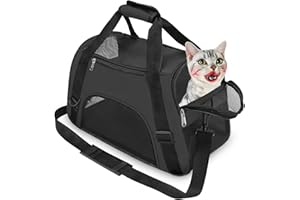 YLONG Cat Carrier Airline Approved Pet Carrier,Soft-Sided Travel for Cats Dogs Puppy Comfort Portable Foldable Bag,Airline (S, BLACK)