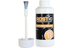 Rostio Convertidor de óxido de 100 ml, con pincel, convertidor de óxido e imprimación, para coche, acero y hierro, no se lava, se puede volver a pintar después de 6 – 8 h – Rendimiento hasta 2 m²