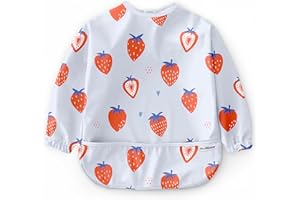 Nombear ® Bavoir Manches Longues pour Bebe - Bavoirs Bebe Imperméable, Tablier Bebe pour Manger, Tablier Enfant Repas, Bavoir DME, Blouse Bebe Repas