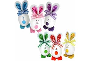 Kleenes Traumhandel - 6er Set Ostereier Hasen, Bunte Osterdeko, Verschiedene Designs