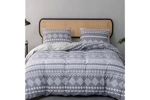 Tokokimo Juego de funda nórdica para cama doble, 250 x 200 cm, 3 artículos, microfibra, motivo bohemio, incluye 1 funda de 250 x 200 cm y 2 fundas de almohada de 50 x 80 cm, gris oscuro