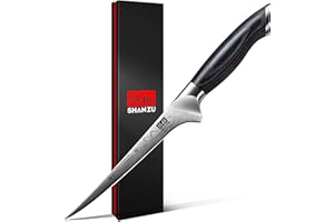‎SHAN ZU SHAN ZU Filetiermesser aus Pulverstahl, Japanisches Filetiermesser Fisch 18cm, Professionelles Fischfiletiermesser aus Kohlenstoffstahl, Filitiermesser Scharf mit Ergonomischem Pakkaholzgriff