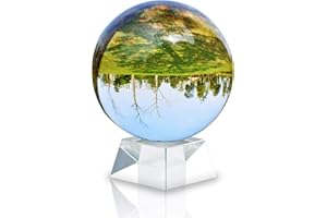 INTIRILIFE Bola de Cristal con Soporte 100 mm en Cristal Claro - Bola de Cristal con Soporte de Cristal para la fotografía, la meditación, la decoración - Bola de Foto Globo Bala